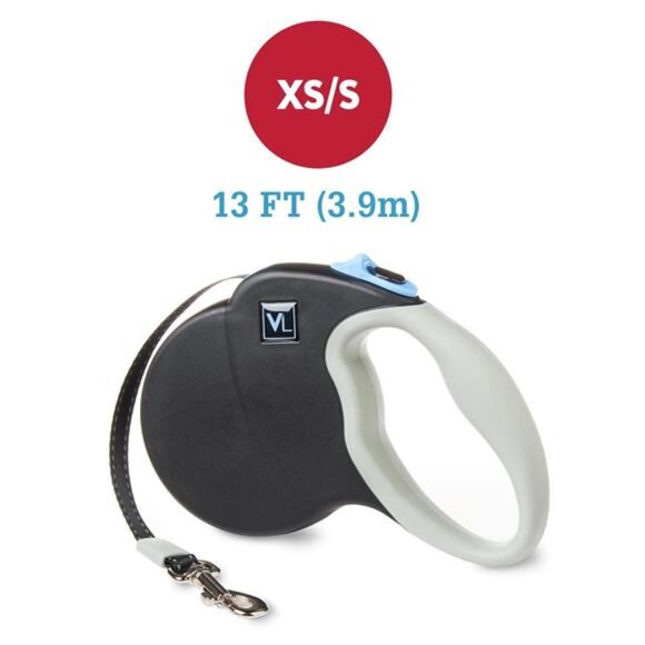 13' Heavy Duty Nylon Reflective Retractable Dog Leash, Black, XS/S Small Dog - Picture 3 of 5